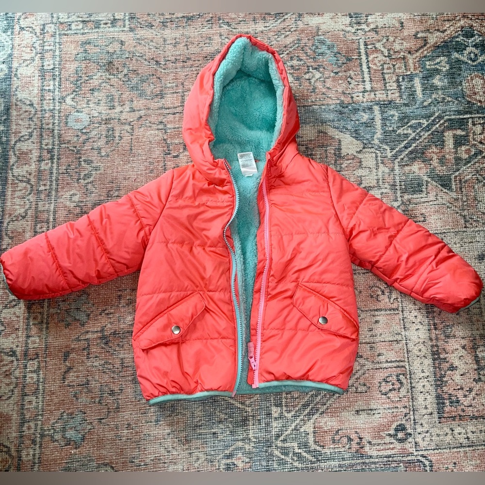 Carter's Coral Jacket with Teal Lining Girls Size Small